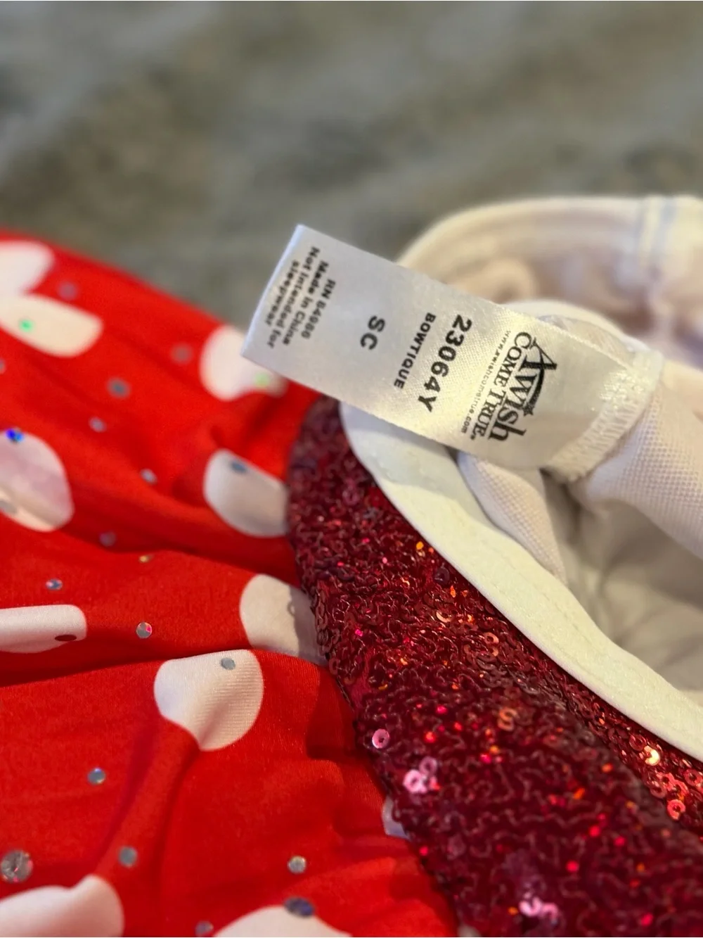 Minnie Mouse Red and White Polka Dot Sequin Kids Costume Dress with Headband